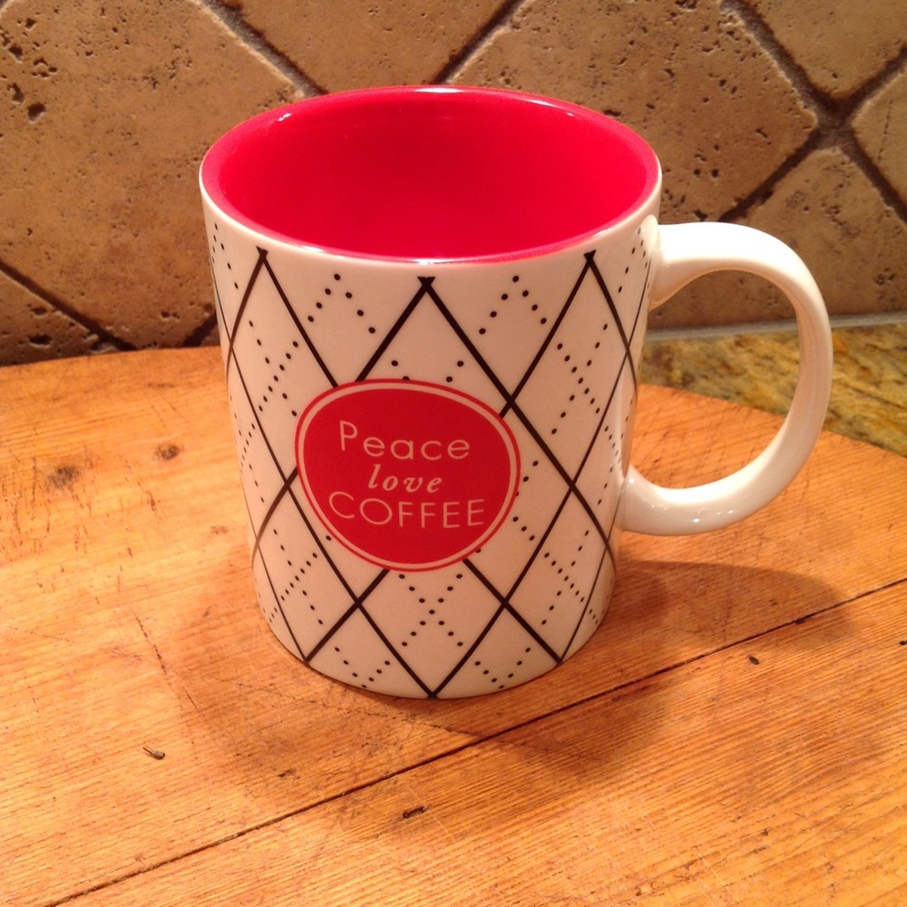 Peace Love and Coffee 14 oz coffee mug